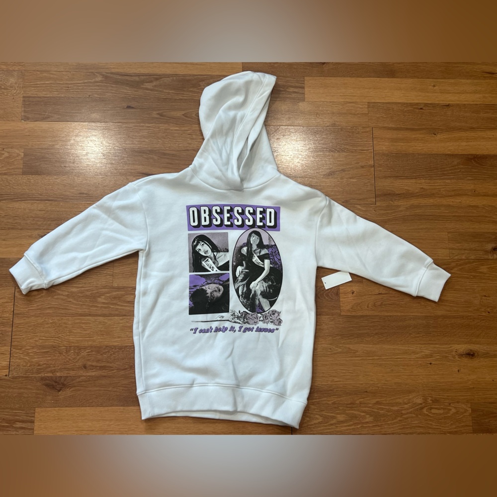 "Obsessed" Olivia Rodrigo Graphic White Hoodie with Purple Accents